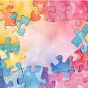 7X5FT Birthday Party Backdrop Banner Pastel Puzzle Design Photo Booth Background with Balloon Decoration Party Photography Backdrops Cartoon Party Wedding BY325