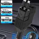Retractable Car Charger, 4-in-1 Quick Charger with 2 Retractable Cables and USB Port, Travel Essentials Gifts for Women Men, Car Accessory for Phones/Tablets/Airpods/Car Recorders, 31.5 inch (Black)