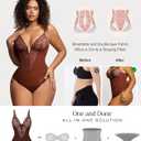 Popilush Shapewear Bodysuits for Women Lace Corset Tops Tummy Control V Neck Sleeveless Body Suit Thongs (Brown, XXXL)