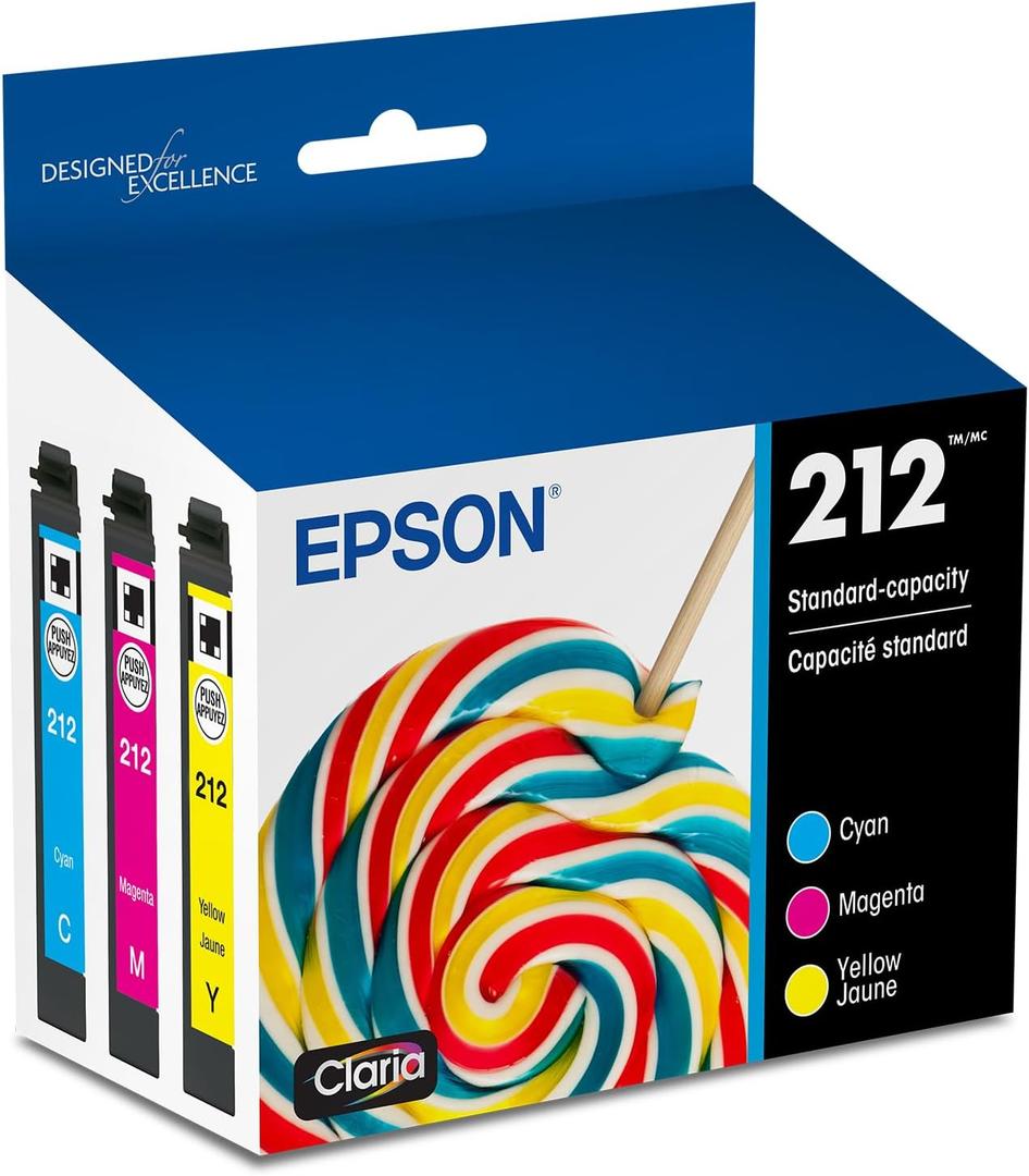 EPSON 212 Claria Ink Standard Capacity Color Combo Pack (T212520-S) Works with WorkForce WF-2830, WF-2850, Expression XP-4100, XP-4105