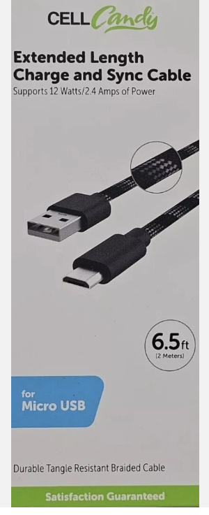 6,5 ft Extended Length Charge and sync Durable Tangle Resistant Braided Cable