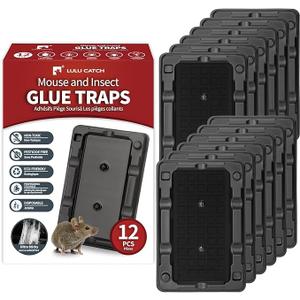 Mouse & Insect Traps 12 Pack, Heavier Sticky Traps with Non-Toxic Glue for Small Mice & Insects. Sticky Mouse Traps Indoor, Easy to Set, Pet Safe Pest Control
