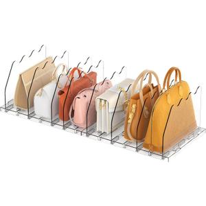 Ronlap Purse Storage Organizer for Closet, Clear Closet Bag Storage Dividers Rack Shelf Purse Dividers for Closet Organization Handbag Separators Closet Purse Organizers and Storage, 2 Pack, Clear
