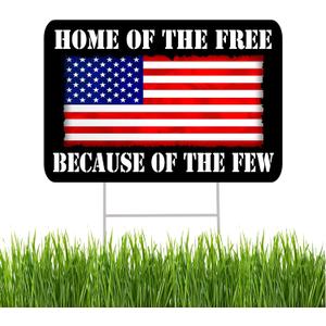 Rogue River Tactical Home of The Free Because Of The Few Yard Sign Double Sided With Stake, Large, 17 Inch By 13 Inch - Stand Patriotic American