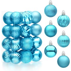 JOIEDOMI 24 Pcs Baby Blue Christmas Balls Ornaments Set, 1.6" Small Shatterproof Christmas Tree Decorations, Xmas Hanging Decor for Tree Wreath Garland Holiday Wedding Party Indoor Decor