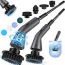 Electric Spin Scrubber -[Upgraded Version] [IPX7 Waterproof] Bathroom Scrubber Electric with 7 Brush Heads, 2 Speed, 400 RPM Power Scrubber with Detachable Long Handle for Bathroom, Home