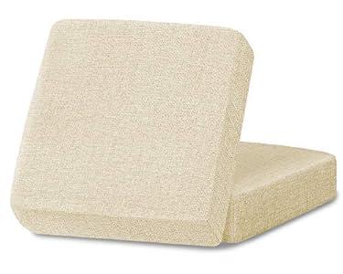 Linen Couch Cushion Covers, Sofa Cover Sofa Furniture Protector Slipcover with Bottom Tie rope, Soft Non-Slip Non-Wrinkle Non-Sticky Suitable for Chair Bench Settee Seat Loveseat Champagne 2 Pieces