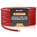 InstallGear 8 Gauge Amp Power Wire (25ft) Copper Clad Aluminum CAA - 8AWG Wire, Automotive Wire, Car Amplifier Power and Ground Cable, Car Audio Speaker Stereo, Battery Cable, Welding Cable 8ga Wire