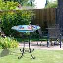 Outdoor Glass Birdbath Hummingbird with Metal Stand for Garden Decor