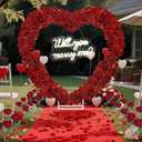 Proposal Decorations Kit Will You Marry Me LED Neon Light Metal Heart Stand Carpet 2000 Rose Petals 30 Artificial Roses for Proposal Engagement (Rose on The Stand Not Include)(Red)