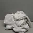 Mellanni Queen Sheets Set - 4 PC Iconic Collection Bedding - Hotel Luxury, Extra Soft, Cooling Bed Sheets - Wrinkle, Fade, Stain Resistant (Queen, Pinstripe Gray)