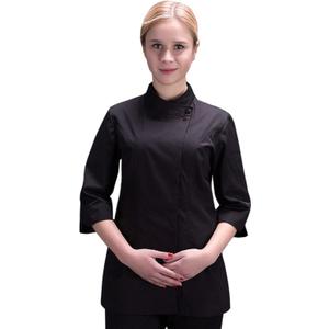 Women's Chef Coat Classic 3/4 Sleeve Hotel Kitchen Restaurant Summer Chef Jacket (Black, XXL)