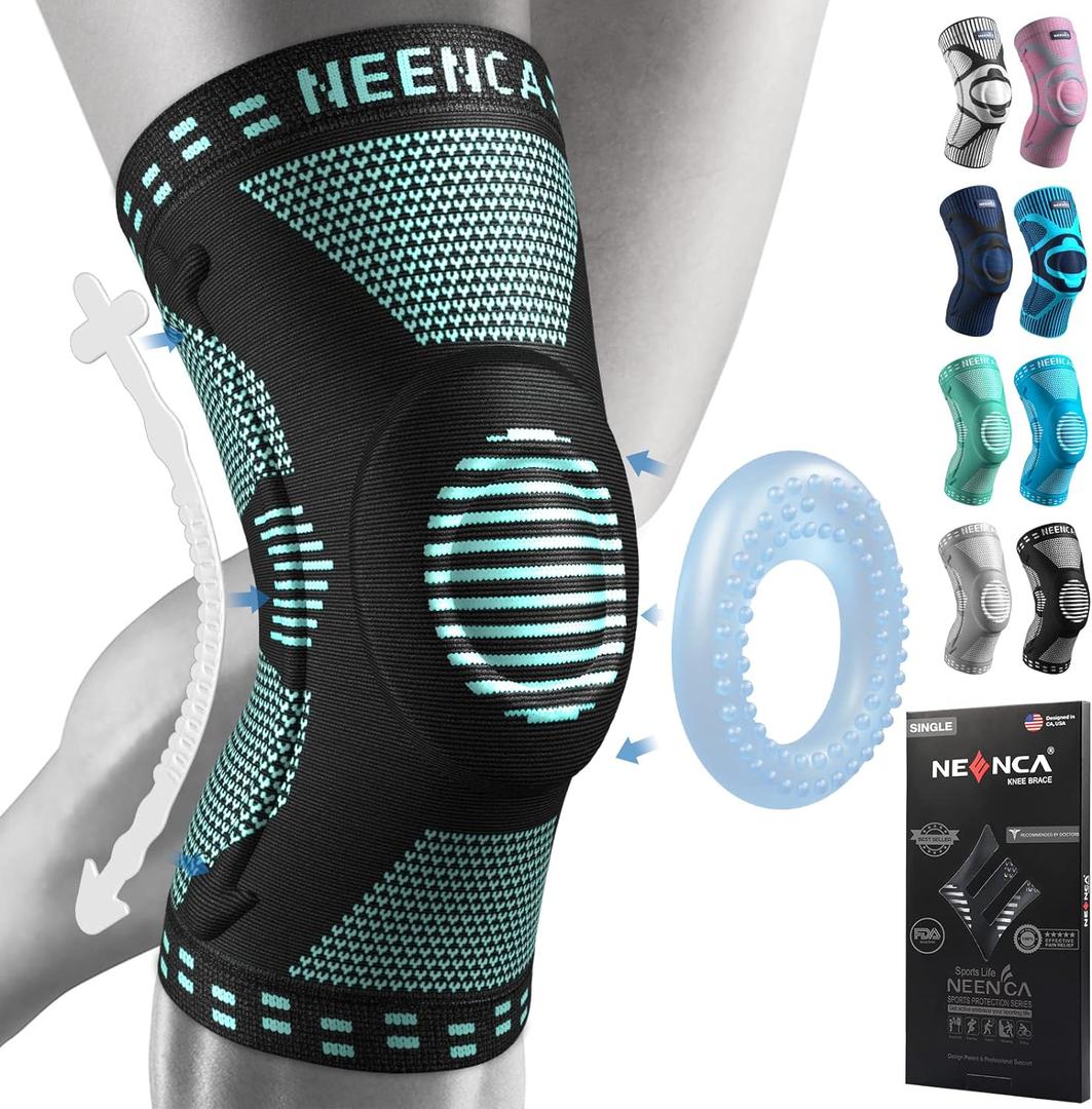 NEENCA Knee Braces for Knee Pain Relief, Compression Knee Sleeves with Patella Gel Pad & Side Stabilizers, Knee Support for Weightlifting, Running, Workout, Arthritis, Meniscus Tear, Men Women. ACE-53 (XX-Large, Blue)