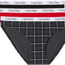 Calvin Klein Women's Carousel Logo Cotton Stretch Bikini Panties, 3 Pack (Large, Black/Obsess/Dunn Plaid Black)