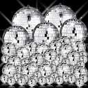 Sumind 35 Pcs Christmas Disco Balls Decor Silver Mirror Disco Balls Hanging Decor Assorted Reflective Wedding Dance Music Festivals for Stage Club Ballroom Hall Prop (1.2'',2'',3.2'',4'')