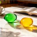 2Pcs Glass Lemon Figurine Collectibles, 2inch Glass Fruits Decoration for Home Office Table Lemon Ornament Decoration