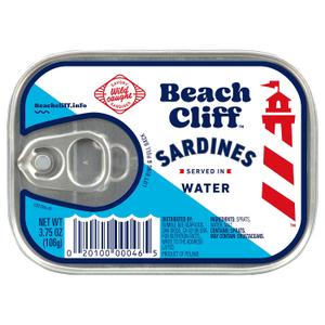 Beach Cliff Wild Caught Sardines in Water, 3.75 oz
High Protein, Gluten Free, Keto & GLP-1 Friendly, Ready to Eat, Best By Apr 2029