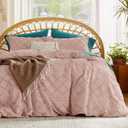 Bedsure Boho Duvet Cover King Size - Boho Bedding, Tufted King Duvet Cover for All Seasons, 3 Pieces Embroidery Shabby Chic Home Bedding,Comforter Not Included (Pink, 104" x 90")