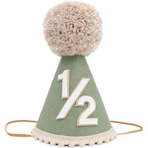 Half Birthday Hat -Baby 1/2 Birthday Cone Hat,Six Months Decorations,Party Hat Outfit for Girls/Boys (Green)