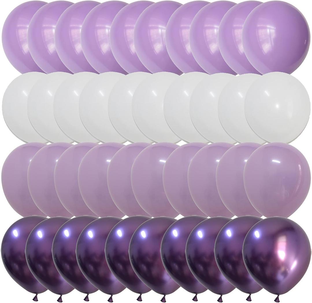 Latex Balloons White Lavender Purple Gradient Purple color Balloons for Baby Shower Birthday Girl Wedding Anniversary Party Decorations (Voilet + Light Purple)