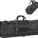 KEMIMOTO Hunting Duffle Bag, 78L large Capacity Travel Gear Bags Tool Range Cases for Long Distance Trips Hiking Hunting Fishing Camping, Multi Pocket Design, Brown Backpackable (Black)