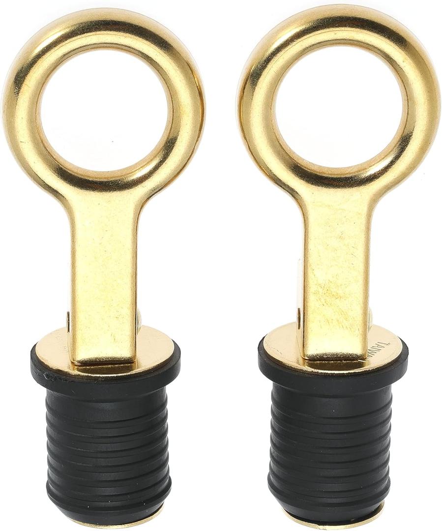 2 Pcs Boat Plug Snap Handle Boat Drain Plug Rubber Plugs with Brass/Stainless Steel Handle Marine Twist Plug Boat Accessories (1 inch)