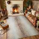 Soft Antelope Rug 4x6 Ft, Animal Print Rugs for Living Room Bedroom, Non-Slip TPR Backing for Hardwood Floors, Machine Washable & Easy to Clean, Pet Friendly Carpet for Kids, Brown, White