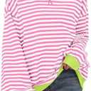 AlvaQ Womens Oversized Sweatshirt 2024 Casual Crewneck Long Sleeve Colorblock Striped Pullover Tunic Tops Outfits Size Large