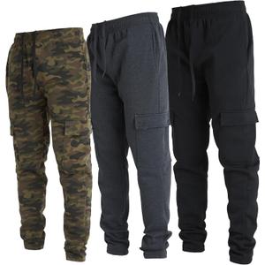 Ultra Performance 3 Pack Mens Open Bottom Sweatpants with Pockets, Casual Sweatpants for Men (4X, Charcoal / Green Camo / Black)