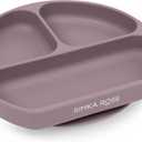 Simka Rose Baby Suction Plates - Silicone Divided Design, Toddler Plates - BPA Free, Microwave & Dishwasher Safe - Baby Led Weaning Supplies (Pack of 1) (Lilac)