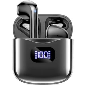 Wireless Earbuds Bluetooth 5.3 Ear Buds, Bluetooth Headphones with LED Display Charging Case, 40Hrs Playtime Stereo Sound, IPX7 Waterproof in-Ear Earphones with Mic for Phone Tablet Sports, Charcoal
