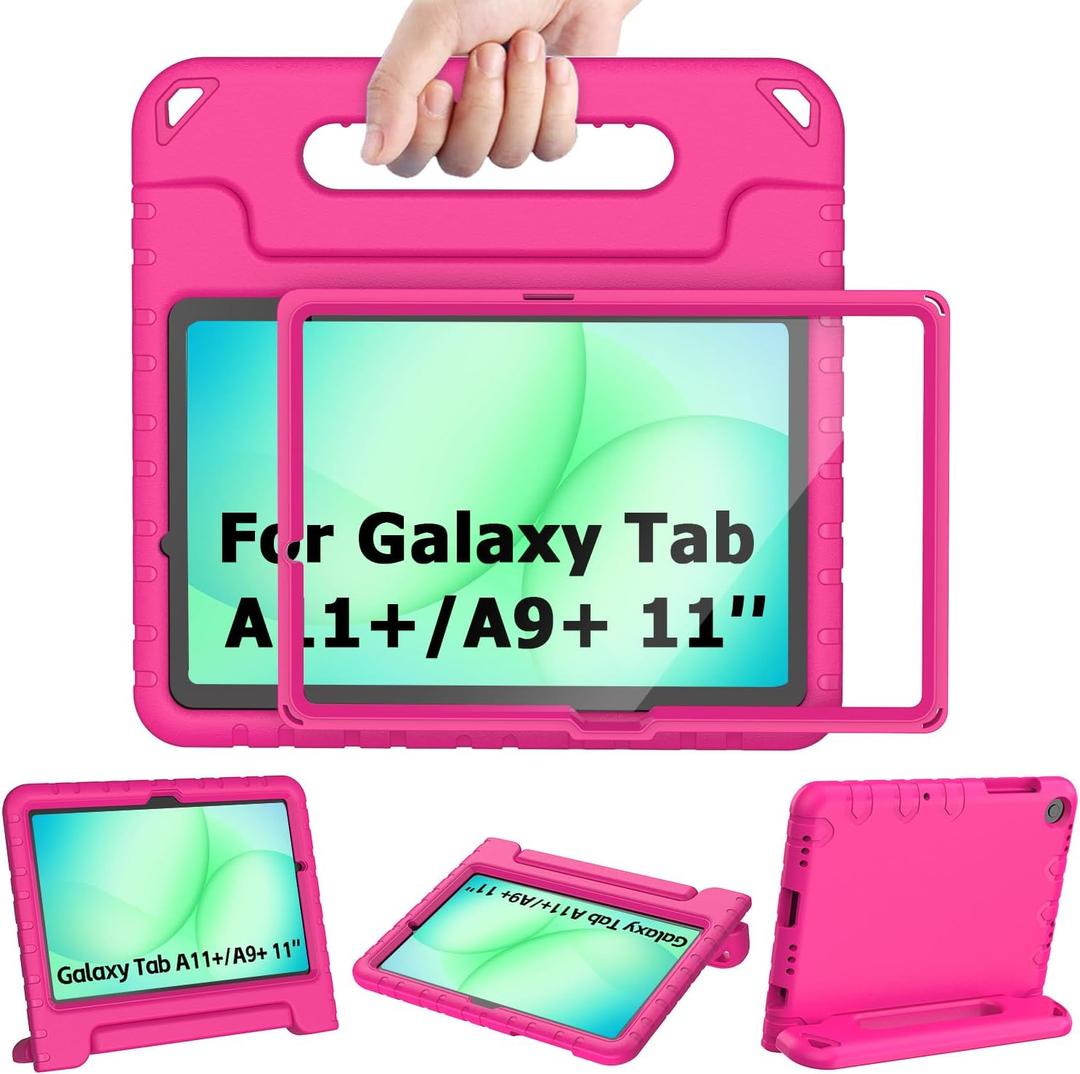 AVAWO Shockproof Kids Case for Samsung Galaxy Tab A11+ Plus/A9+ Plus 11 inch with Built-in Screen Protector, Rose