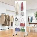Pegboard Display Stand with Wheels, 24" x 70" Peg Board Stand, White | Freestanding Metal Pegboard Display with 32 Hooks, for Organizing and Displaying, for Merchandise Vendor Retail Craft Fairs