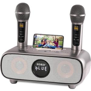 Karaoke Machine for Adults and Kids,Portable Bluetooth 2 Wireless Karaoke Microphone with Holder/USB/TF Card/AUX-in, PA Speaker System for Home Party, Picnic,Car,Outdoor/Indoor