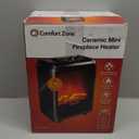 Comfort Zone Electric Mini Fireplace Space Heater with Realistic 3D Flame, Stay-Cool Body, Carry Handle, Overheat Sensor, and Safety Tip-Over Switch, Ideal for Home, Bedroom, & Office, 1,200W, CZFP1BK (Black)