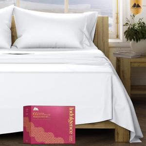 Mayfair Linen 100% Egyptian Cotton Queen Sheet Set - Luxury 1200 Series Egyptian Cotton Sheets Queen Size (4 PC, White), Silky Soft, Cooling & Breathable, 17" Deep Pocket Sateen Weave Hotel Bedding