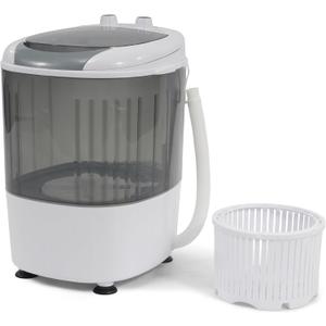 Portable Washing Machine 5.5 lbs Capacity Rotary Timer Controller, Compact Laundry for Home, Apartment, RV, White/Gray