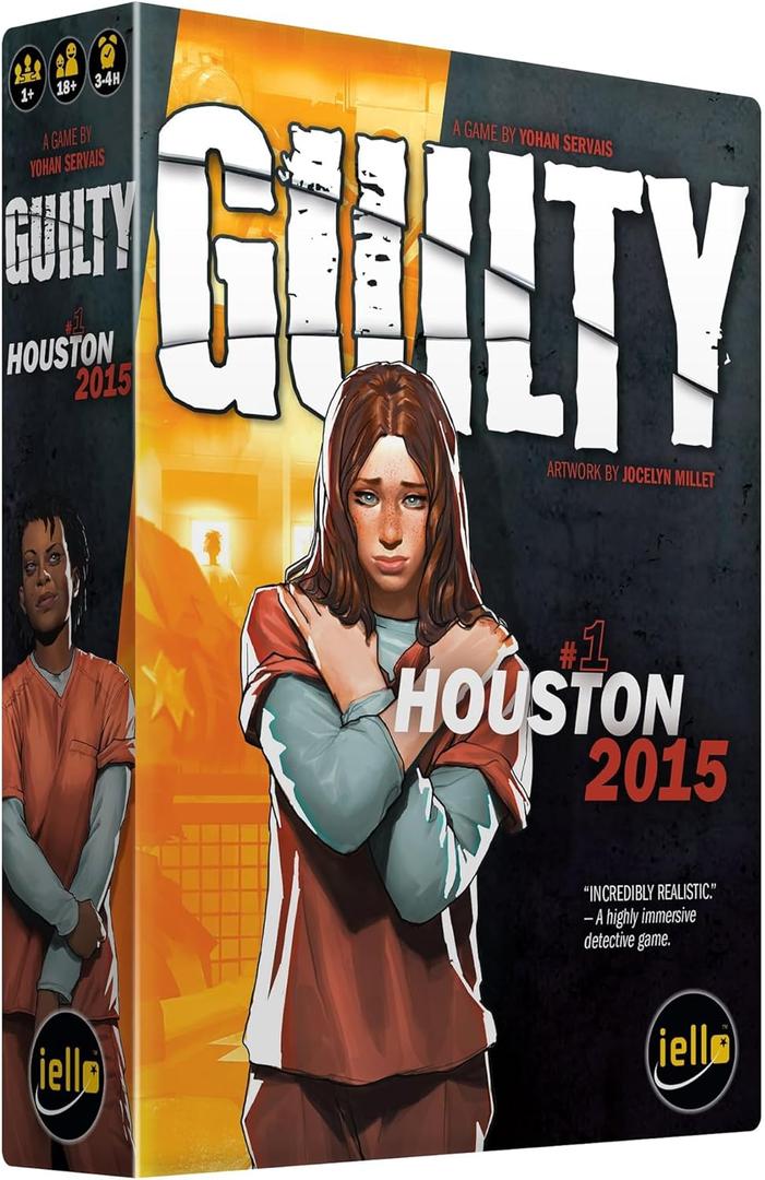 IELLO: Guilty: Houston 2015 - Cooperative Board Game, Deduction, Murder Investigation at County Prison, Ages 18+, 1-99 Players, 180-240 Min