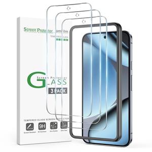 AmFilm Designed for Google Pixel 10 Pro Pixel 10 / 9 / 9 Pro 6.3" Screen Protector: 2025/2024 Tempered Glass, Ultrasonic Fingerprint Compatible, Easy Installation Frame, Anti Scratch, Bubbles-Free,3 Pack