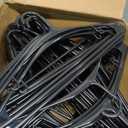 Black Plastic Hangers 100 Pack Slim Clothes Hangers with Strap Hook, 16 x 7.3 inches