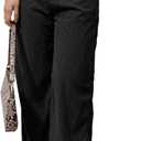 EMMIOL Corduroy Wide Leg Pants Women Casual Winter 2025 Elastic Waist Vintage Loose Trousers with Pockets (X-Small, Black)