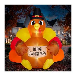 Thanksgiving Inflatables Turkey Outdoor, 6 FT Thanksgiving Blow Up Turkeys with LED Lights Built-in for Holiday, Party, Yard, Lawn, Garden, Outside