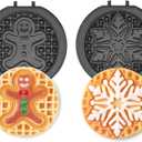 Dash MultiMaker Mini System Removable Plate Set - Nonstick Replacement Plates for Christmas Waffle Breakfast - Waffle Maker Not Included - 4-Inch - 2-Pack - Gingerbread & Snowflake