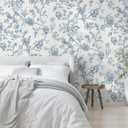 5 x Safiyya Contact Paper Blue White Wallpaper Peel and Stick Modern Floral Birds Wallpaper Self Adhesive Boho Flower Wall Paper for Walls Vinyl Rolls 78.7"x17.3"