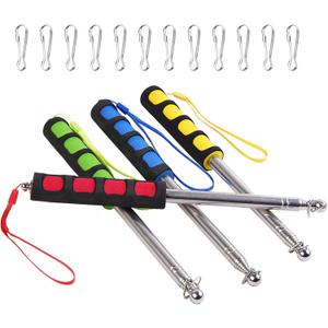 4 PCS 6.5ft Telescopic Flag Poles,Stainless Steel Handheld Portable Extendable Retractable Flagpoles with Clips,Anti-Slip Grip,Telescoping Banner Flag Pole Pointer for Tour Guide,Teachers,Festival