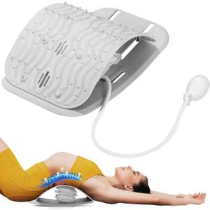 Ergonomic Lumbar Support Board, Lower Back Stretcher Adjustable Air Compression Mat Spinal Decompression Device, Back Stretcher for Lower Back Pain Relief,Ideal for Adults at Home or Work(grey)