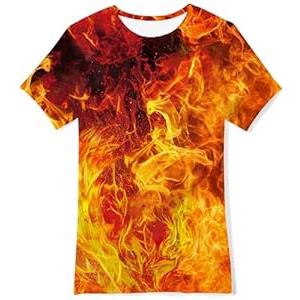 RAISEVERN Boys Flame Shirts Size 10-12 Kids T-Shirt Novelty Graphic-Print 3D Tees Funny Tops Summer Short Sleeve Outfits Size 12-14 Years