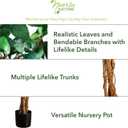 Nearly Natural 4ft Triple Trunk Ficus Silk Tree with Natural Wood Trunks and Dense Foliage, Mid-Size Faux Floor Plant for Home and Office