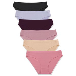 FINETOO 5 Pack Women’s Seamless Hipster Underwear No Show Panties Invisibles Briefs Soft Stretch Bikini Underwears M