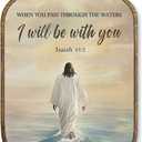 WUHSDIBC Jesus Walking On Water Octagon Wall Art Decor, Christian Jesus Framed Canvas Art Prints, Vintage Religious Bible Verse Wall Hanging Decor for Living Room Bedroom Church, 10.2x7 Inches